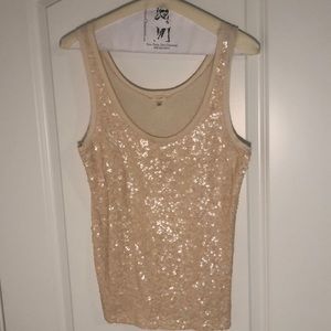 J Crew Sequin Tank Top Ivory XXS